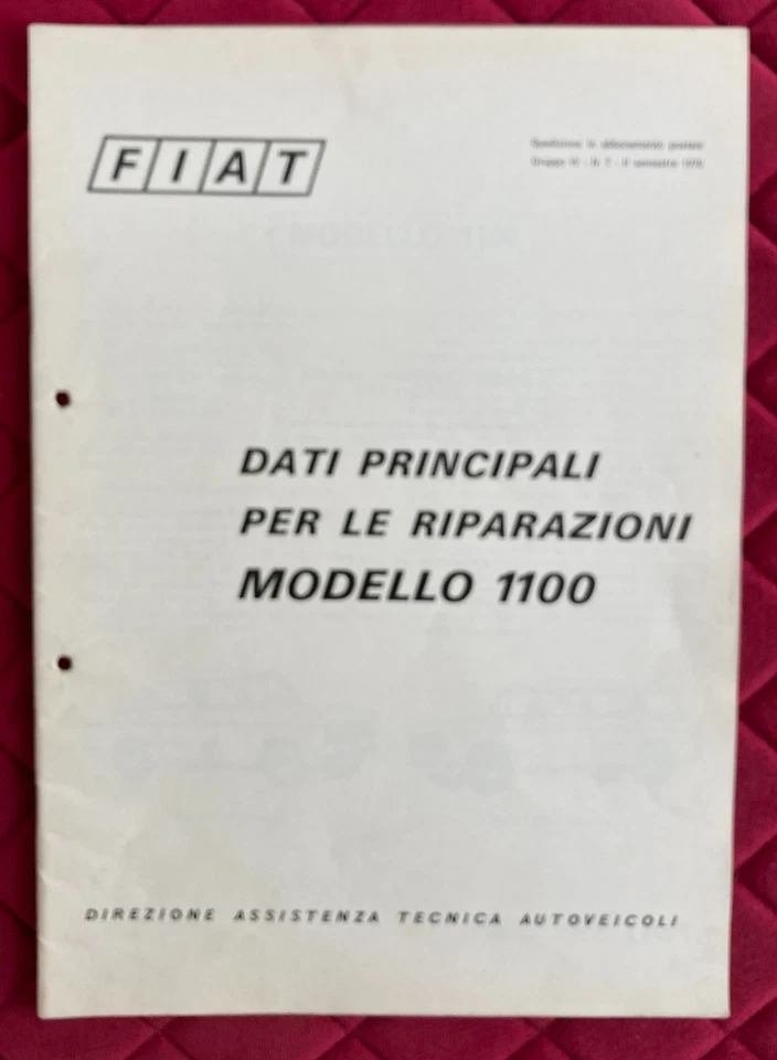 Fiat BOLLETTINO DEL SERVIZIO modello 124 n. 85 1967 - Immagine 1 di 1