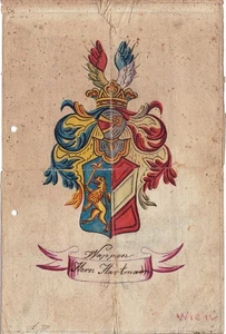 RARO Escudo de armas antiguo pintado a mano (escudo de armas) para Herr Hartmann - Imagen 1 de 2