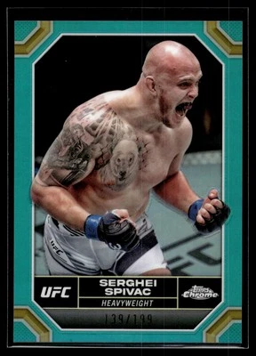 Serghei Spivac 2024 Topps Chrome UFC Aqua Refractor Card /199 #176 - Image 1 of 2