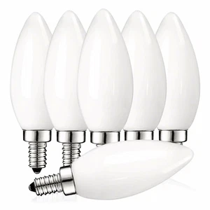 Luxrite Frosted LED Candle Bulbs 60W Equivalent 450lm 2700K UL E12 Base 6-Pack - Picture 1 of 7