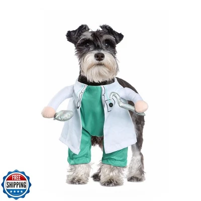 DELIFUR Dog Halloween Dentist Costume - Pet Doctor Dress Up Costume Funny App - Image 1 of 4