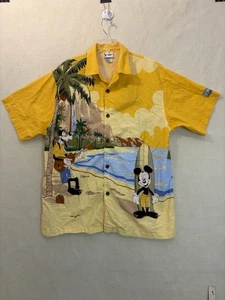 Disney World Shirt Mens Large Hawaiian Mickey Donald Goofy Pluto Surf Beach - Picture 1 of 14