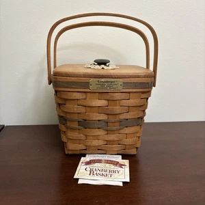 Vintage 1995 Longaberger Christmas Edition Cranberry Korb mit Deckel & Schutz  - Bild 1 von 11