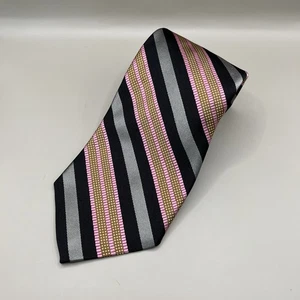Robert Talbott Best Of Class Seidenkrawatte gestreift rosa grau schwarz 58 Zoll - Bild 1 von 6