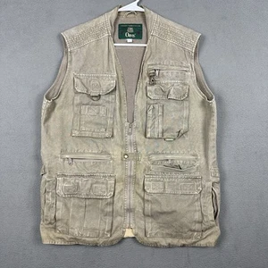 Vintage Orvis Safari Vest Mens Medium Beige Canvas Fishing Hunting Pockets FAIR - Picture 1 of 20