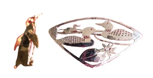 2 WILD BRYDE Pins_Small Gold Penguin & Silver Duck Scene_ excl cond - Picture 1 of 4