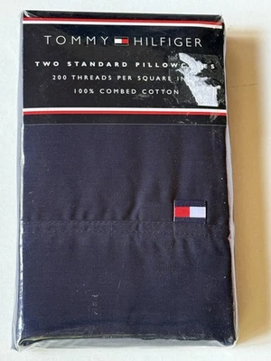 Novo *TOMMY Hilfiger ~FOLHAS PADRÃO AZUL MARINHO Penteado ALGODÃO Irregular Novo com etiquetas! - Imagem 1 de 4