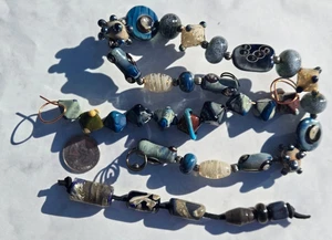 Holiday Artisan Lampwork Collection - Deep Blue, Cream & Earth-Tone Art Glass S - Bild 1 von 4