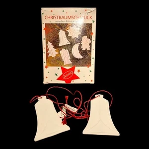 Raro adorno vintage de campana de Navidad de porcelana bisque Arzberg Alemania 2 piezas con caja - Imagen 1 de 7