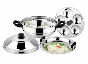Stainless Steel Idli Maker Dhokla Steamer Steam Rice Cake Pot 10 Idly Gas Top - Picture 1 of 3