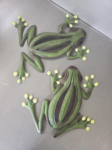 Set aus zwei Metall Frosch Wand, Baumschmuck Outdoor leuchtende Zehen groß 14" x 14" - Bild 1 von 7