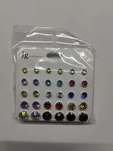 30 Paar kleine Kristall Ohrstecker rund facettiert Pfosten mehrfarbig  - Bild 1 von 2
