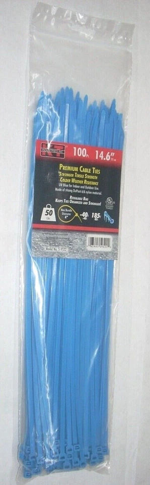 Abraçadeiras KT Industries 5-9522 Premium azul 14,6" comprimento 50 lb tampa 100 pk - Imagem 1 de 1