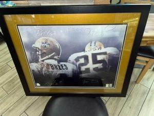 DREW BREES REGGIE BUSH New Orleans Saints Signed Autographed Framed Artwork JSA - Picture 1 of 9