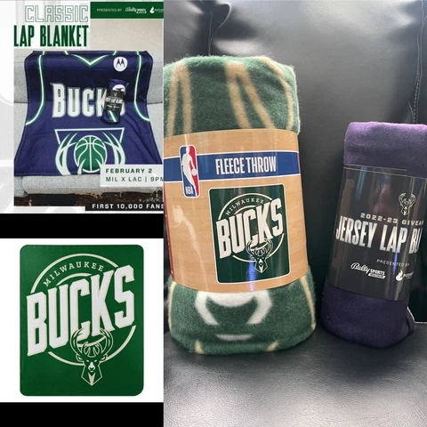 Milwaukee Bucks Blanket Bundle -  50x60 Fleece Throw Blanket & SGA Lap Blanket Cover