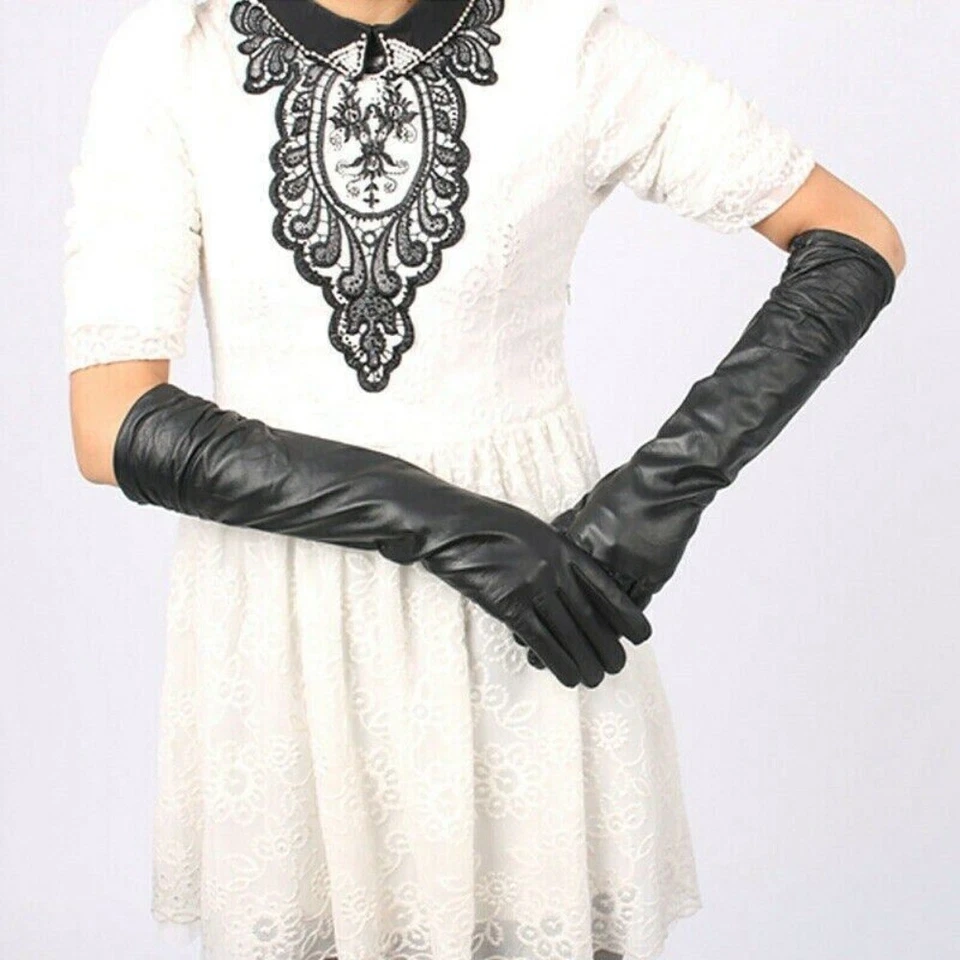 Women Long Elbow Gloves Soft Leather Gloves Fashion Gloves - Image 1 of 4