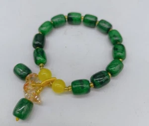 Natural Green Jade Beaded Bracelet for Kid Genuine Chinese Style Lucky Charms - Picture 1 of 2