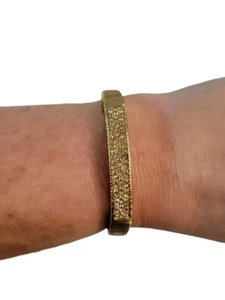 Strukturierter Stretch Armreif Armband goldfarbene Kristalle - Bild 1 von 5
