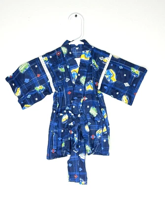 Sanrio Original Kimono Yukata Robe 2PC Set Kids Car Art Japan Blue Pants WrapNew - Image 1 of 4