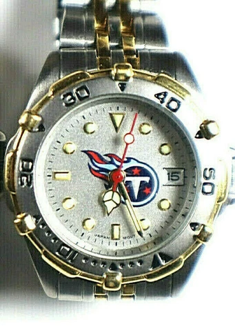 NFL Titans Lady's Watch, Gold & Silver, Used and Working w/Date, RARE Cover