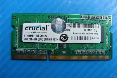 Lenovo Y50-70 Crucial 2GB DDR3 Memory RAM SO-DIMM ct25664bf160b.c8fer2 - Image 1 of 2
