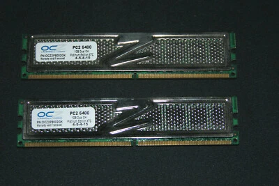 OCZ 2GB RAM (2x1GB)  - PC 6400 Platinum Edition XTC OCZ2P8002GK Dual CH - Image 1 of 3