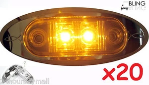 20 Amber w Bezel LED Oblong Oval Clearance Side Marker Truck Trailer 2" Light US - Picture 1 of 5