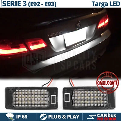 Kit PLACCHETTE Luci TARGA LED per Bmw Serie 3 E92 E93 Coupe Cabrio CANBUS 6.500K - Immagine 1 di 4