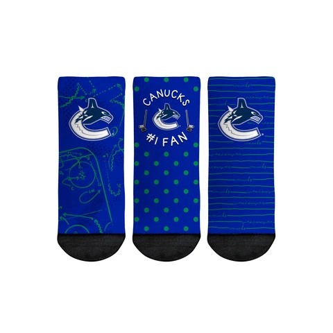 Toddler Rock Em Socks Vancouver Canucks #1 Fan 3-Pack Crew Socks Set Cover