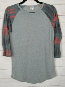 Lularoe Randy Damenoberteil meliert grau mit grünen & roten Ärmeln Größe Small neu mit Etikett - Bild 1 von 3