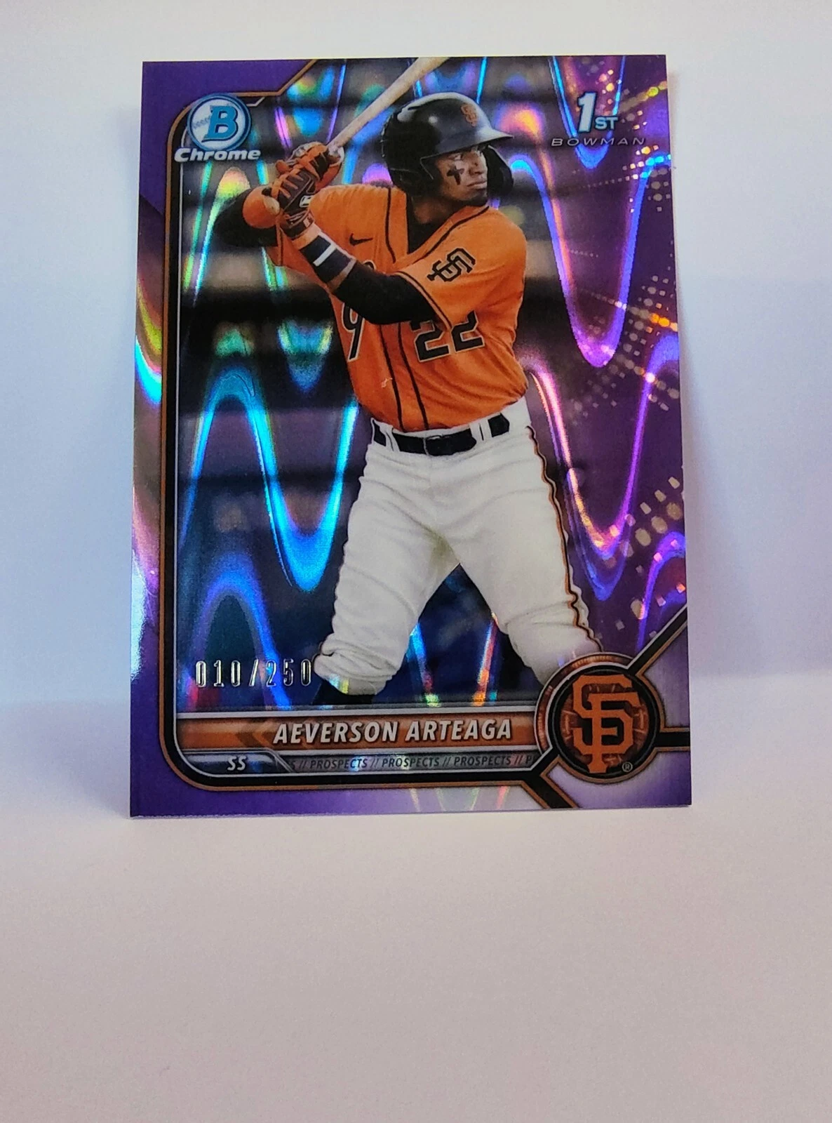 2022 Bowman Aeverson Arteaga #BCP-82 Chrome Purple RayWave Refractor /250