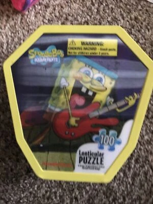 NUEVO ~ BOB ESPONJA PANTALONES CUADRADOS 100 PIEZAS ROMPECABEZAS LENTICULAR ~ 12" X 9" Foto 1 de 4