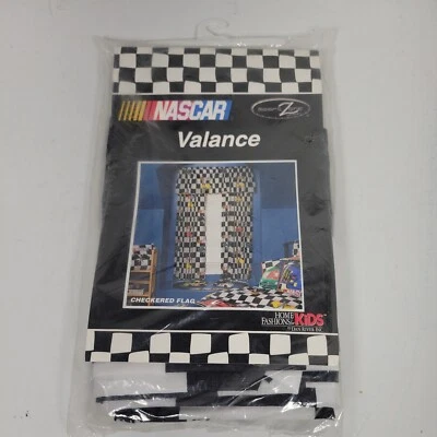 "Cenefa de cortina a cuadros con patrón de carreras Nascar Mancave vintage nueva 84x15""" Foto 1 de 4
