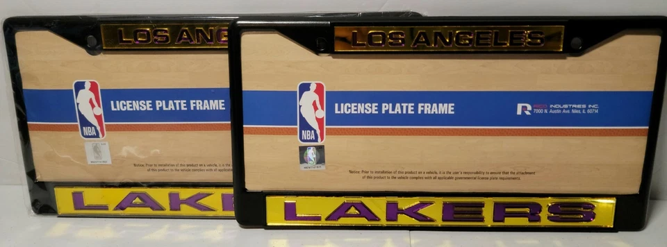 LOS ANGELES LAKERS CORTE LAZER EQUIPO COLORES 2 MATRÍCULAS MARCOS NEGROS Foto 1 de 2