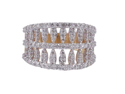 Pave 1.44 Cts Round Brilliant Cut Natural Diamond Anniversary Ring In 14K Gold - Image 1 of 3