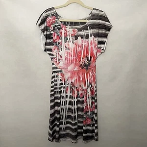 Mi Manchi Womens Shift Dress Floral Sundress Cap Short Sleeve Knee Length Medium - Picture 1 of 5
