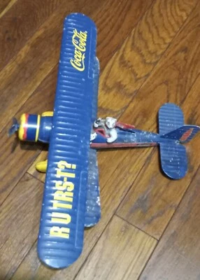 Vintage Coca Cola Die Cast 1931 Strearman Bi-plane Polar Bear 1:38 Scale Bank - Image 1 of 3