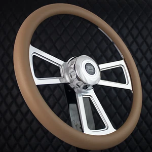 (T02) 18" Billet Steering Wheel Big Rig Tan Kenworth, Pete 1986-1997+0033 - Picture 1 of 15