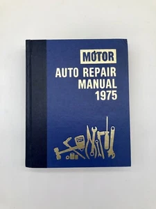 Motor Auto Repair Manual 1975 Large Blue Hardcover Book - Foto 1 di 4