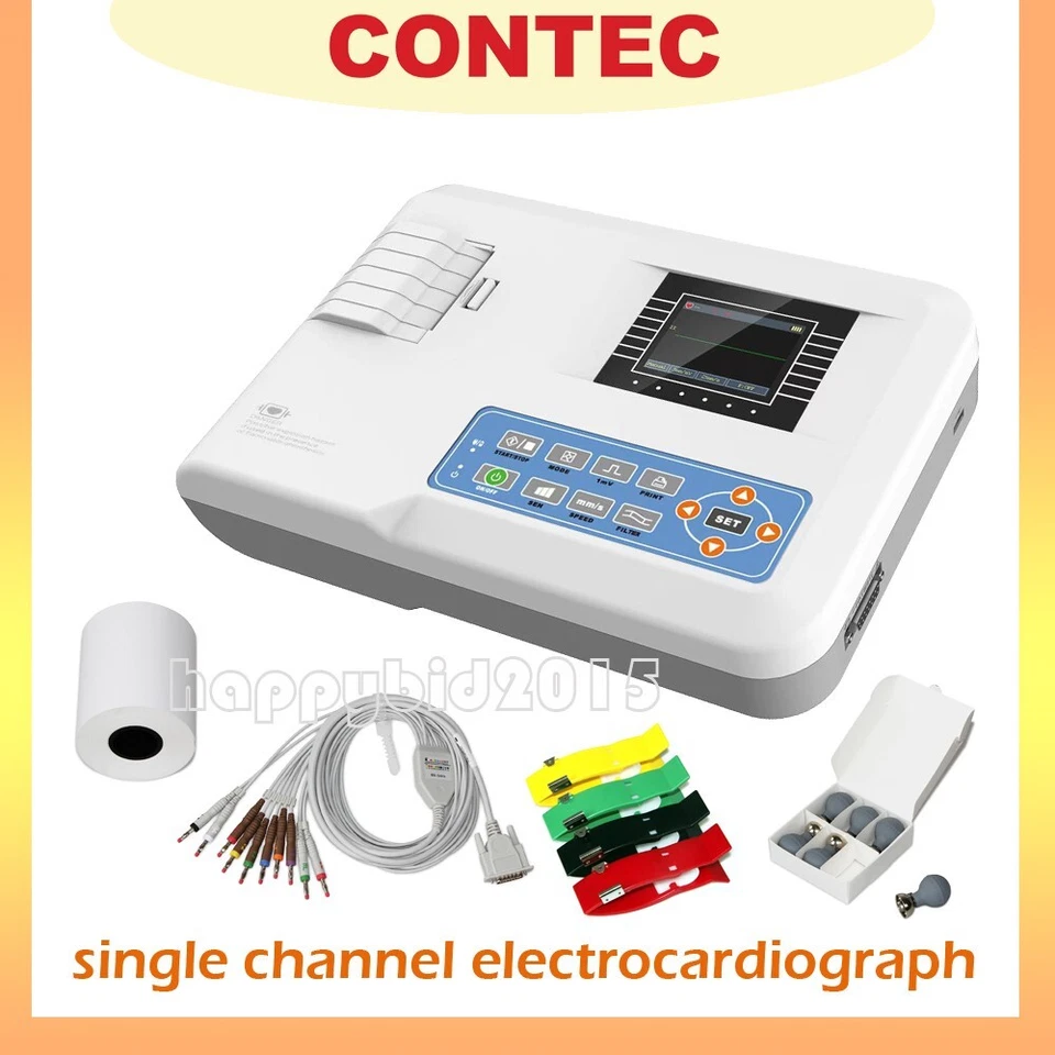 CONTEC ECG EKG Electrocardiograph Digital 1 Channel 12 lead Machine ECG100G FDA - Image 1 of 4