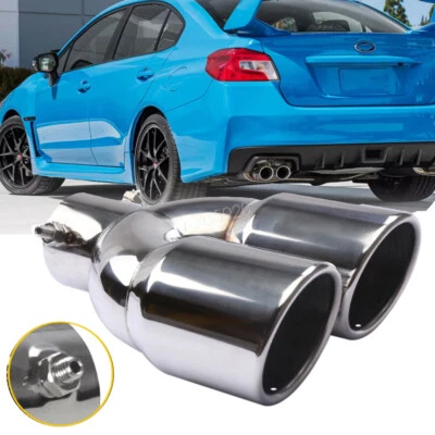 For Subaru Impreza WRX Dual Exhaust Pipe Tip Rear Tail Muffler Stainless Steel - Image 1 of 4