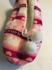 New Sherpa Lined Cozies Slippers - Pink Poplar Bear - S/M 6-7.5 - Picture 1 of 4