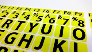 English US LARGE LETTER KEYBOARD STICKERS for Computer or Laptop, YELLOW