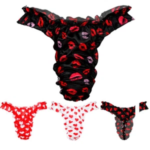 Herren Sissy Pouch Höschen Satin Rüschen Low Rise Tanga G-String Slip Dessous - Bild 1 von 59