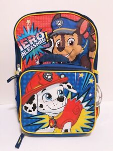 Paw Patrol Hero Unleased Boys School 16" Backpack with Detachable Lunch Bag Kit