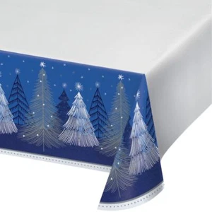 Silver Snowfall Paper Tablecloth 54" x 102" Winter Tableware Supplies Decoration - Picture 1 of 1