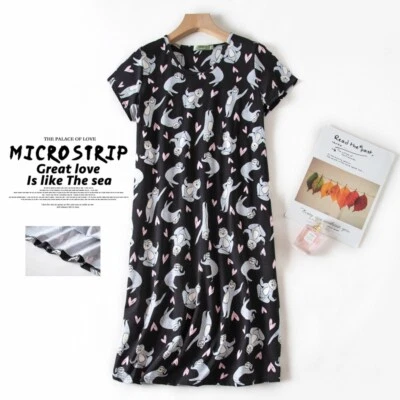 Mujeres Manga Corta Camisa para Dormir Camiseta Pijama Top Vestido Camiseta Camisón Camisón Foto 1 de 4