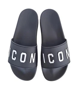 DSQUARED band slippers slides rubber sandal man ICON FFM0023 black - Imagen 1 de 5