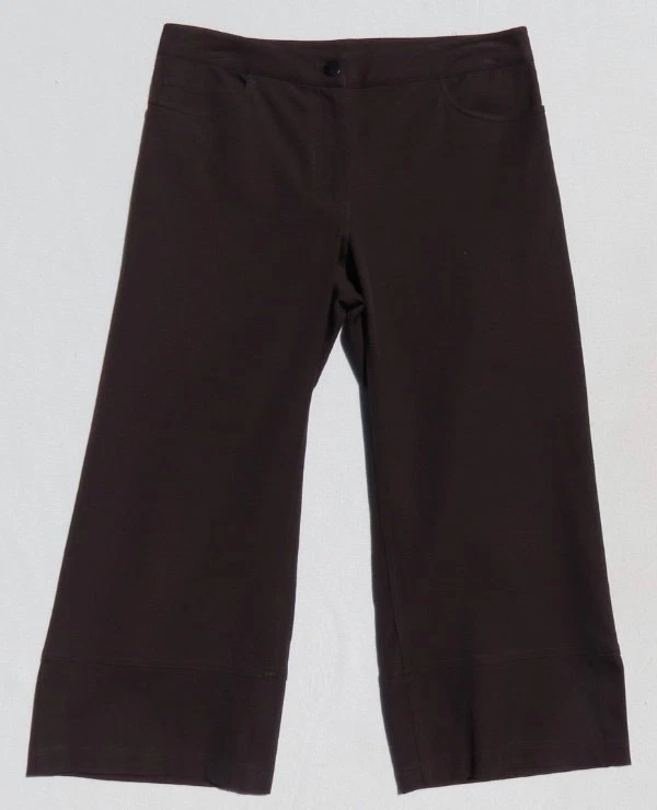EILEEN FISHER Petite Brown Stretch Cotton Wide Leg Crop Pants size PP 4 6 EUC - Image 1 of 4