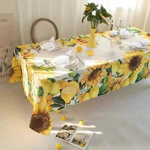 Frühling Sonnenblume Zitrone Tischdecke Sommer Picknick Pflegeleicht Tischdecke Party Deko - Bild 1 von 15